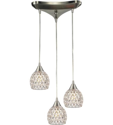 Elk 103413 Kersey 3 Light 10 Inch Satin Nickel Mini Pendant Ceiling Light In Triangular Canopy 5049