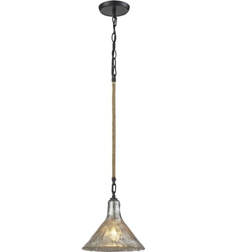 Elk 10436 1 Hand Formed Glass 1 Light 10 Inch Oil Rubbed Bronze Mini Pendant Ceiling Light In Standard Incandescent Rustic Mercury Glass