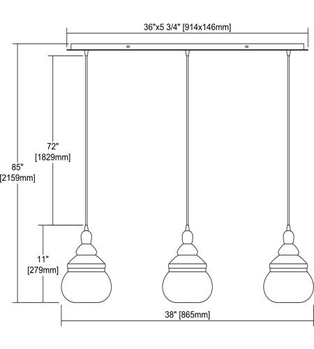 ELK 10562/3LP Tabor 3 Light 36 inch Polished Chrome Mini Pendant Ceiling Light in Linear, Linear 10562_3lp_dwg.jpg