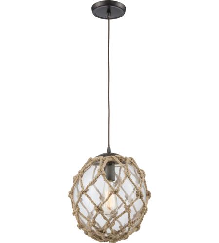 Coastal Inlet 1 Light 11 Inch Oil Rubbed Bronze Mini Pendant Ceiling Light In Standard