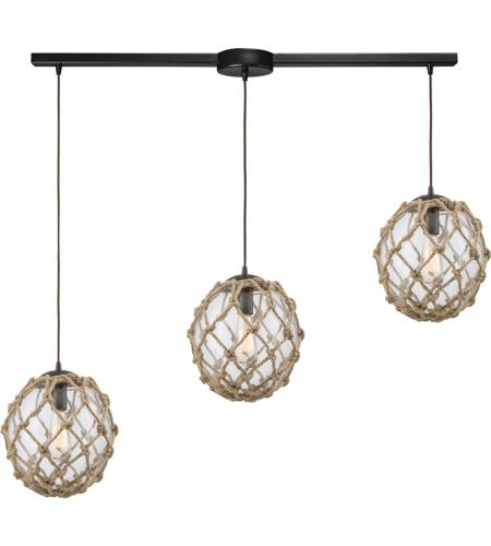 Elk 10715 3l Coastal Inlet 3 Light 38 Inch Oil Rubbed Bronze Mini Pendant Ceiling Light In Linear With Recessed Adapter Linear