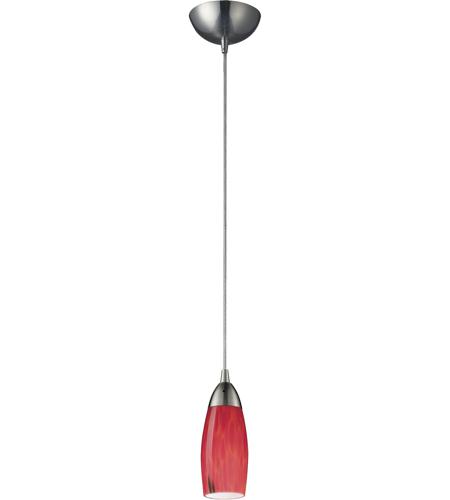 Elk 101-1FR 1-Light Pendant In Satin Nickel And Fire Red Glass 