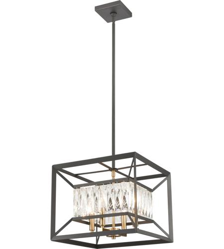 Starlight 4 Light 15 Inch Charcoal With Satin Brass Pendant Ceiling Light