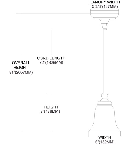 ELK Lighting Sullivan 1 Light Pendant in Brushed Nickel 11501/1 11501_1(drawing).jpg