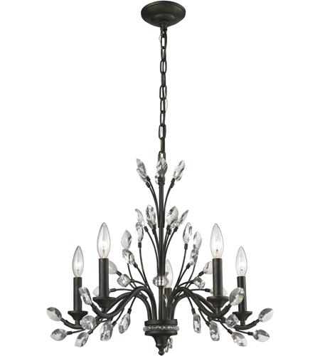 Burnt Bronze Chandelier Ceiling Light, Chrome 5 Branch Chandelier With Black Shaders