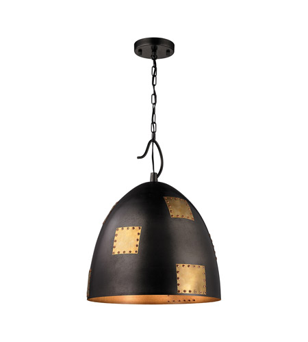 ELK 14292/3 Strasburg 3 Light 16 inch Weathered Iron with Antique Gold Pendant Ceiling Light