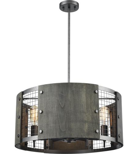 Halstead 6 Light 24 Inch Ash Gray With Dark Gray Wood Pendant Ceiling Light