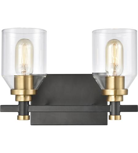 Elk 15401 2 Cambria 2 Light 13 Inch Matte Black With Satin Brass Vanity Light Wall Light