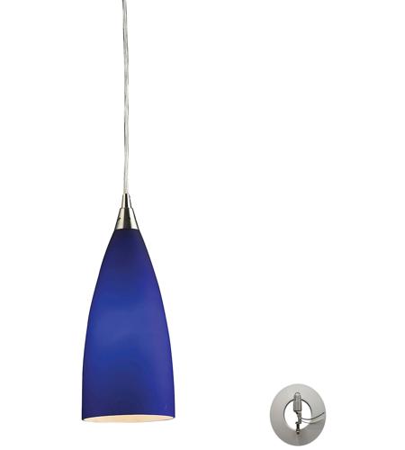ELK Lighting Vesta 1-Light Mini Pendant Satin Nickel/Blue Glass 2581-1 