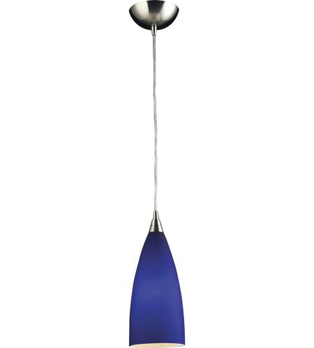 2581-1 ELK Lighting Vesta 1-Light Mini Pendant Satin Nickel/Blue Glass 