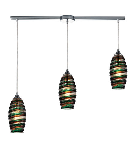 ELK 31338/3L-LICR Twister 3 Light 36 inch Polished Chrome Pendant Ceiling Light in Licorice Glass