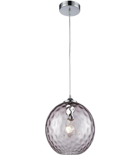 Watersphere 1 Light 10 Inch Polished Chrome Mini Pendant Ceiling Light In Recessed Adapter Kit Purple Hammered