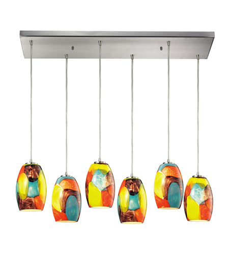 ELK 31539/6RC-YW Surreal 6 Light 30 inch Satin Nickel Chandelier Ceiling Light in Red/Yellow