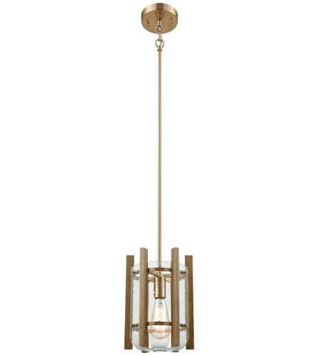 ELK 32332/1-LA Vindalia 1 Light 9 inch Satin Brass with Wood Slats Mini Pendant Ceiling Light