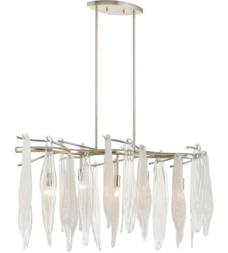 Winterlude 5 Light 40 Inch Silver Leaf Island Light Ceiling Light