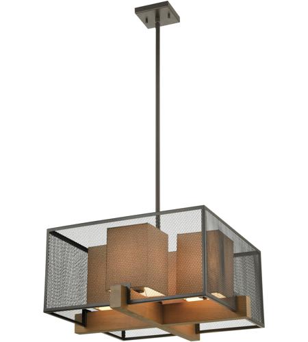 Elk 33345 4 Crossbeam 25 Inch Oil Rubbed Bronze Medium Oak Chandelier Ceiling Light