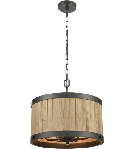 Wooden Barrel 19 Inch Oil Rubbed Bronze Natural Wood Chandelier Ceiling Light