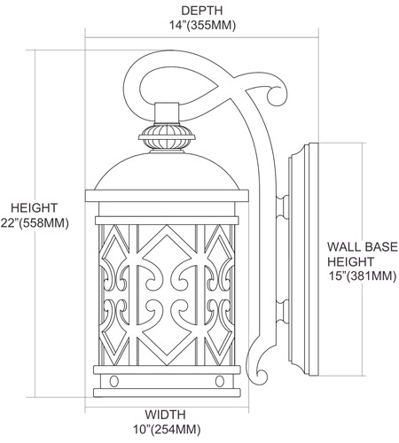 ELK 42062/3 Tuscany Coast 3 Light 22 inch Weathered Charcoal Outdoor Sconce 42062_3(drawing).jpg