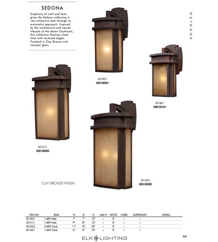 ELK 42140/1-LED Sedona LED 13 inch Clay Bronze Outdoor Sconce 42140_1-led_col01.jpg