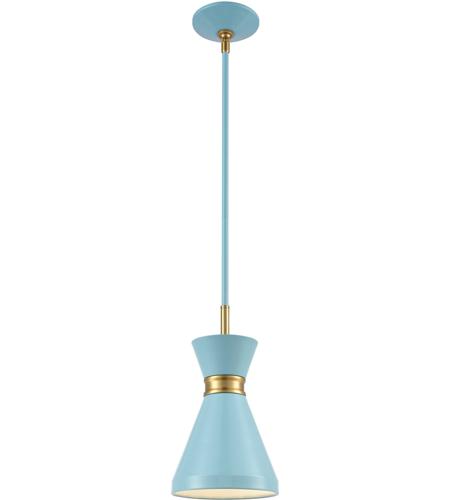 ELK 46523/1 Modley 1 Light 7 inch Pastel Blue with Brushed Brass Mini Pendant Ceiling Light