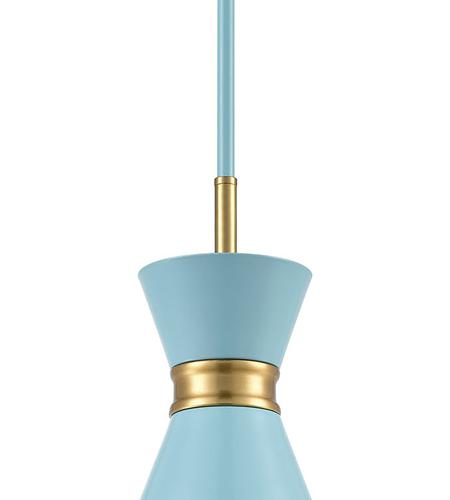 ELK 46523/1 Modley 1 Light 7 inch Pastel Blue with Brushed Brass Mini Pendant Ceiling Light 46523_1_alt3.jpg