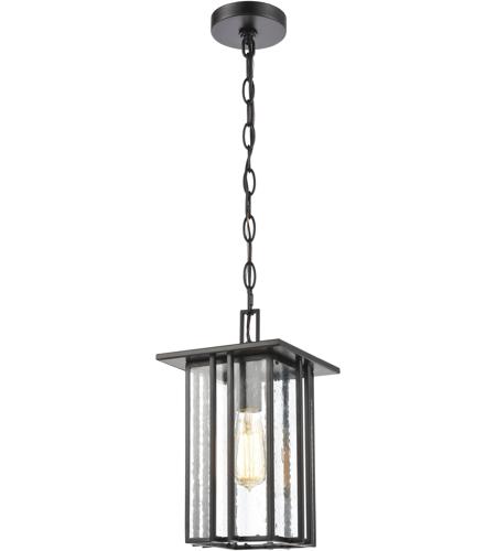 8 Inch Matte Black Outdoor Hanging Light, Mission Style Outdoor Pendant Lighting