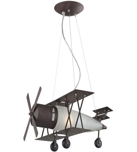 ELK 5084/1 Novelty 1 Light 18 inch Walnut Pendant Ceiling Light, Bi-Plane Motif