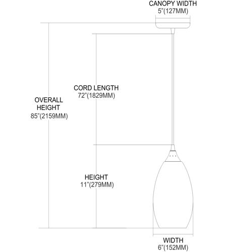 ELK 517-1WS-LED Mulinello LED 6 inch Satin Nickel Mini Pendant Ceiling Light in White Swirl Glass, 1, Standard 517-1ws-led_dwg.jpg