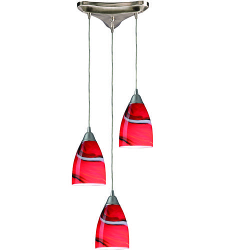 ELK 527-3CY Pierra 3 Light 10 inch Satin Nickel Mini Pendant Ceiling Light in Candy, Incandescent, Triangular Canopy, Triangular
