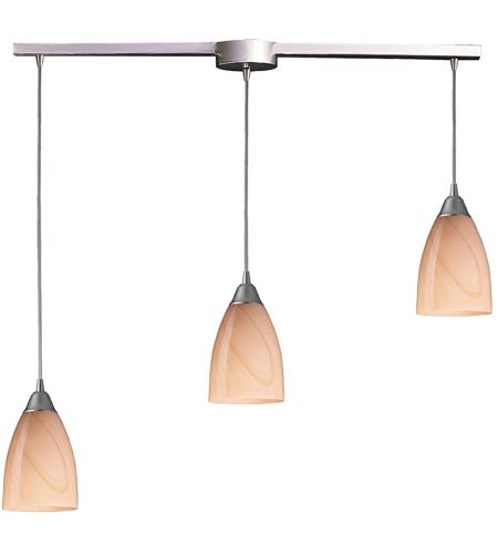 ELK 527-3L-SY Pierra 3 Light 5 inch Satin Nickel Mini Pendant Ceiling Light in Sandy Glass, Incandescent, Linear with Recessed Adapter, Linear