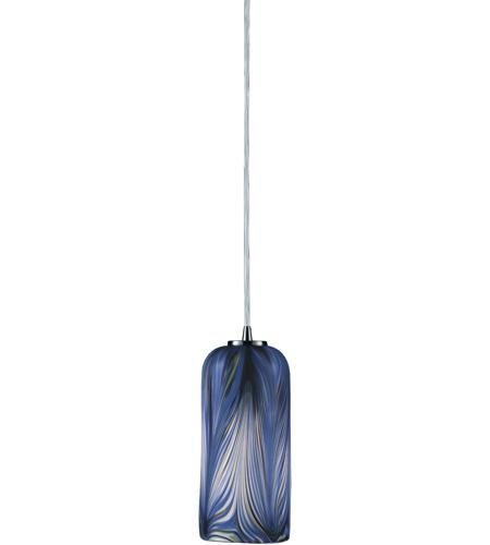5 by 11-Inch Satin Nickel Finish Elk 544-1MO-LED Molten 1-LED Light Pendant with Molten Ocean Glass Shade 