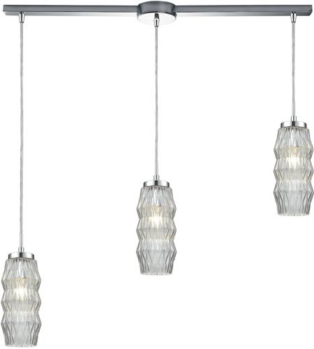 ELK 56650/3L Zigzag 3 Light 38 inch Polished Chrome Mini Pendant Ceiling Light in Linear with Recessed Adapter, Linear