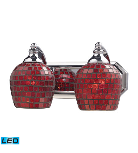 ELK 570-2C-CPR-LED Vanity LED 14 inch Polished Chrome Bath Bar Wall Light in Copper Mosaic Glass, 2 photo