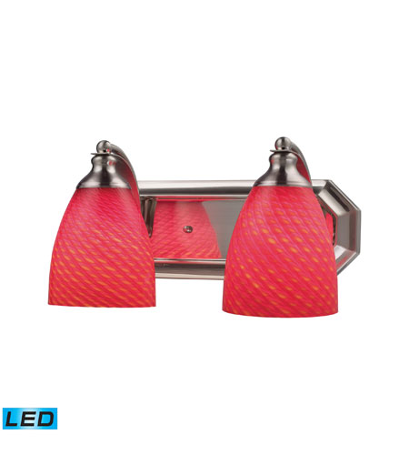 ELK 570-2N-SC-LED Vanity LED 14 inch Satin Nickel Bath Bar Wall Light in Scarlet Red Glass, 2