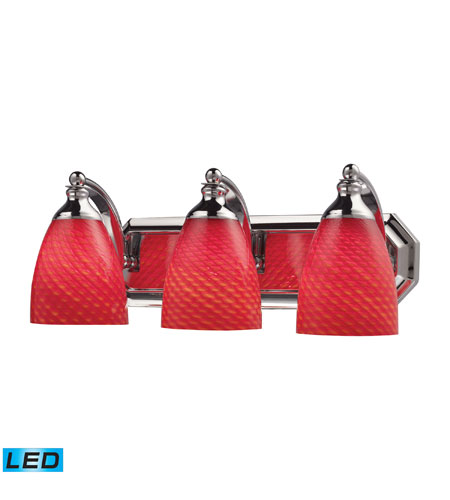 ELK 570-3C-SC-LED Vanity LED 20 inch Polished Chrome Bath Bar Wall Light in Scarlet Red Glass, 3