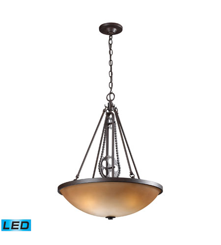 Elk 66265 3 Led Cog And Chain Led 20 Inch Vintage Rust Pendant Ceiling Light