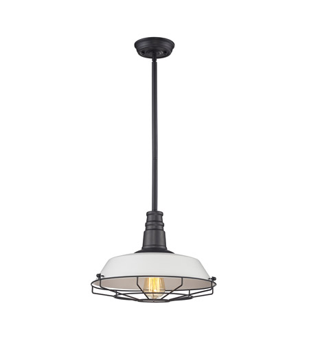ELK 67045/1 Warehouse 1 Light 15 inch Oil Rubbed Bronze with White Pendant Ceiling Light photo