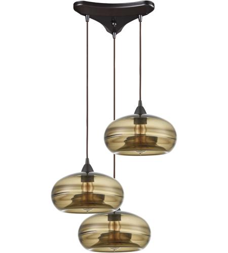 Elk 85212 3 Hazelton 3 Light 12 Inch Oil Rubbed Bronze Pendant Ceiling Light In Triangular Canopy