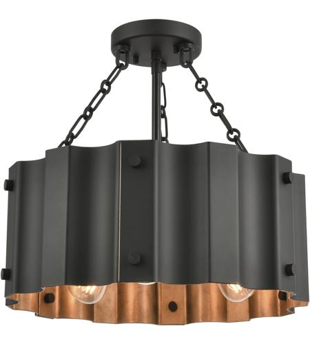 Elk 89076 3 Clausten 17 Inch Black Gold Semi Flush Mount Ceiling Light