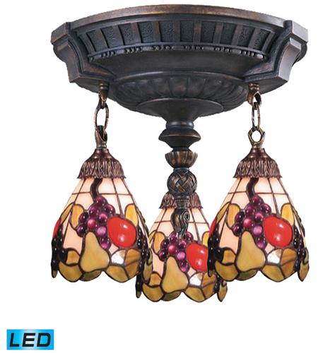 ELK 997-AW-19-LED Mix-N-Match LED 14 inch Aged Walnut Semi Flush Mount Ceiling Light in Tiffany 19 Glass