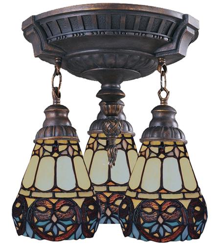 ELK 997-AW-21 Mix-N-Match 3 Light 14 inch Aged Walnut Semi Flush Mount Ceiling Light in Tiffany 21 Glass, Incandescent 