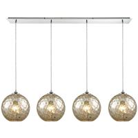 ELK 31380/4LP-MRC Watersphere 4 Light 46 inch Polished Chrome Mini Pendant Ceiling Light in Hammered Mercury Glass, Linear, Linear  photo thumbnail