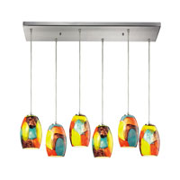 ELK 31539/6RC-YW Surreal 6 Light 30 inch Satin Nickel Chandelier Ceiling Light in Red/Yellow thumb