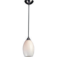 ELK 517-1WS-LED Mulinello LED 6 inch Satin Nickel Mini Pendant Ceiling Light in White Swirl Glass, 1, Standard thumb