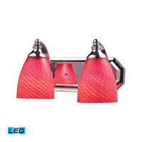 ELK 570-2C-SC-LED Vanity LED 14 inch Polished Chrome Bath Bar Wall Light in Scarlet Red Glass, 2 thumb