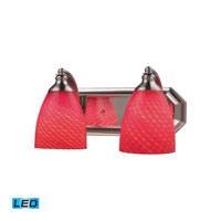 ELK 570-2N-SC-LED Vanity LED 14 inch Satin Nickel Bath Bar Wall Light in Scarlet Red Glass, 2 thumb
