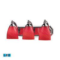 ELK 570-3C-SC-LED Vanity LED 20 inch Polished Chrome Bath Bar Wall Light in Scarlet Red Glass, 3 thumb