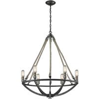 ELK 63057-6 Natural Rope 6 Light 25 inch Polished Nickel with Silvered Graphite Chandelier Ceiling Light photo thumbnail