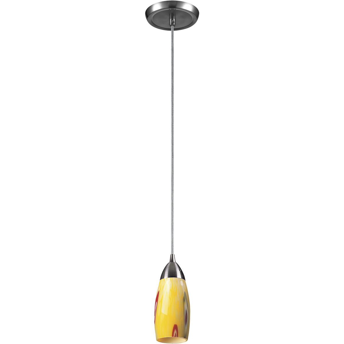 Lighting New York 110-1YW ELK Milan 1 Light 3 inch Satin Nickel with Yellow Mini Pendant Ceiling Light in Yellow Blaze, Incandescent 110-1YW - Open Bo
