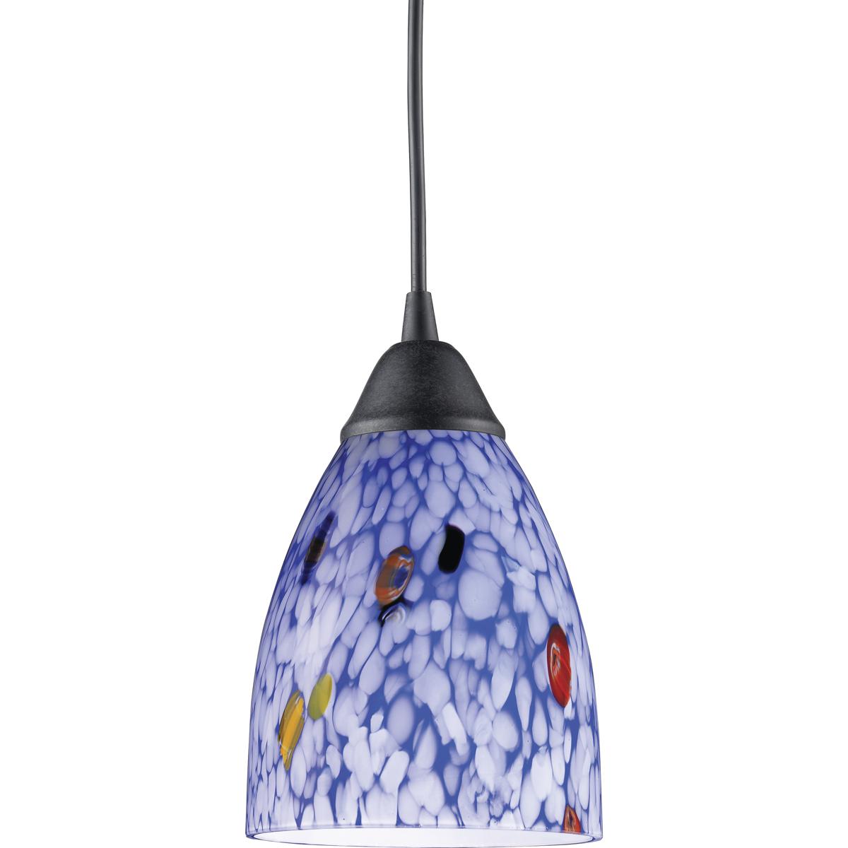 Lighting New York 406-1BL ELK Classico 1 Light 5 inch Dark Rust Pendant Ceiling Light in Starburst Blue Glass, Incandescent 406-1BL - Open Box